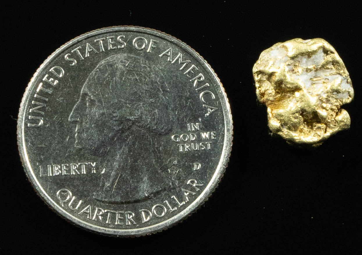 QN-26 "Alaskan BC Gold Nuggets with Quartz" Genuine 3.56 Grams