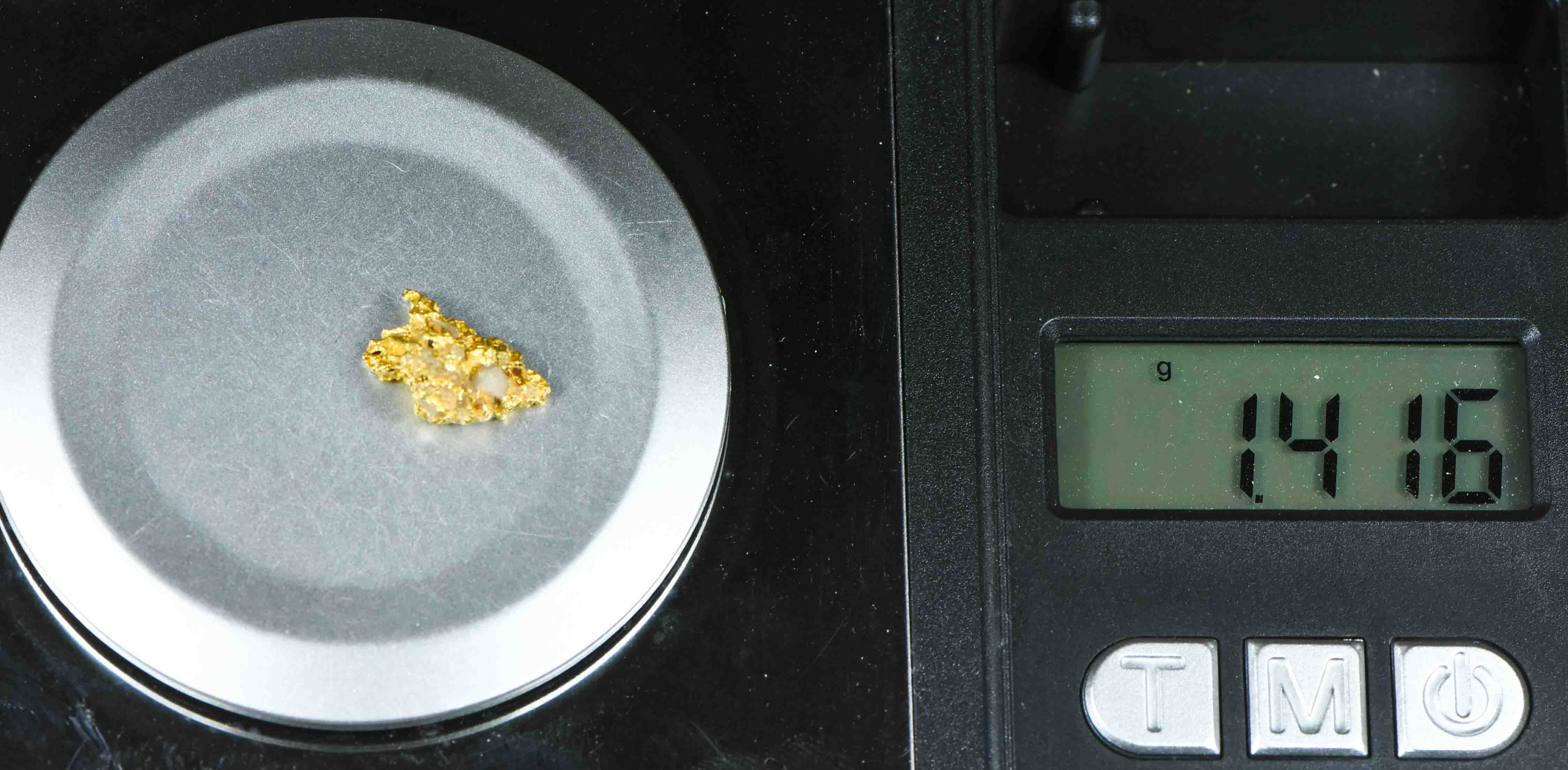 #10 Australian Natural Gold Nugget With Quartz Weighs 1.41 Grams