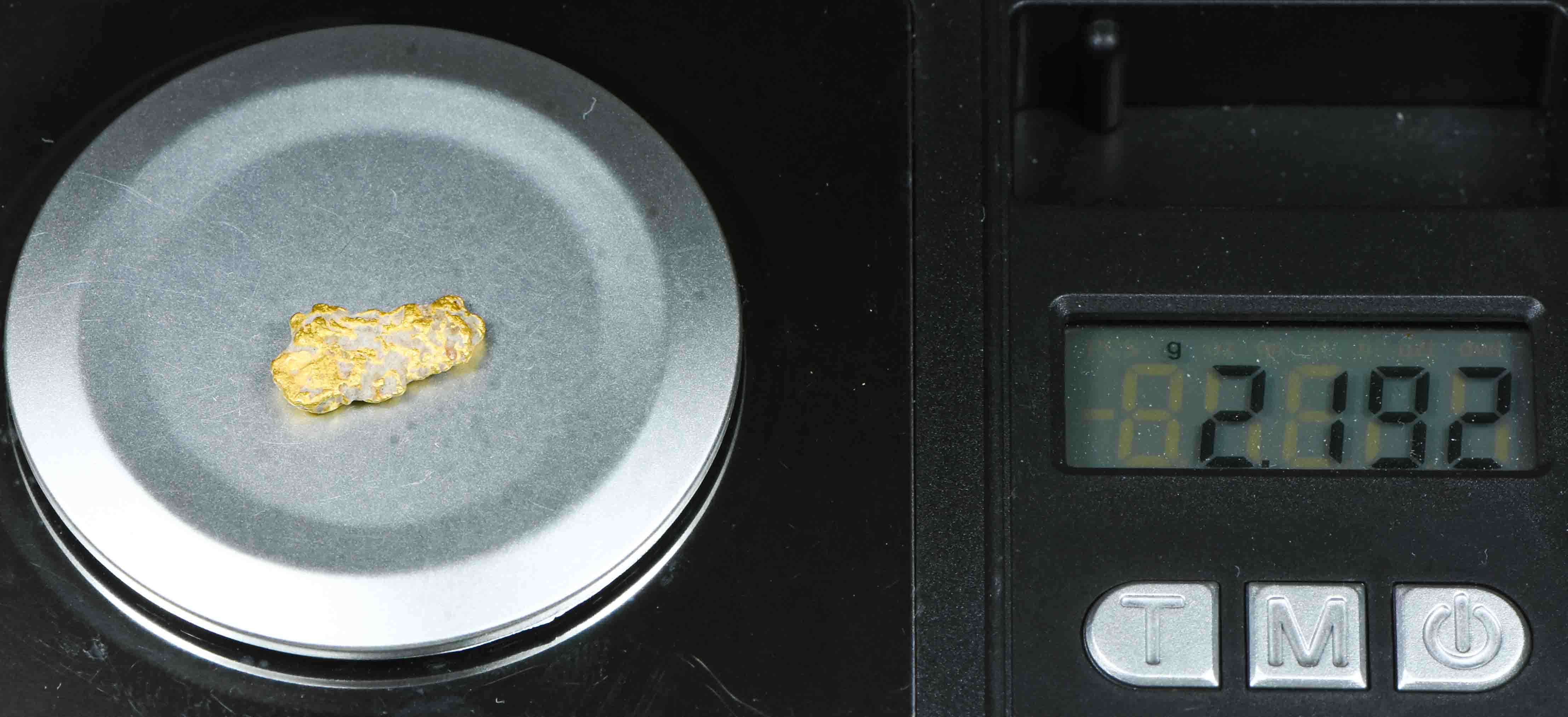 #19 Australian Natural Gold Nugget With Quartz Weighs 2.19 Grams