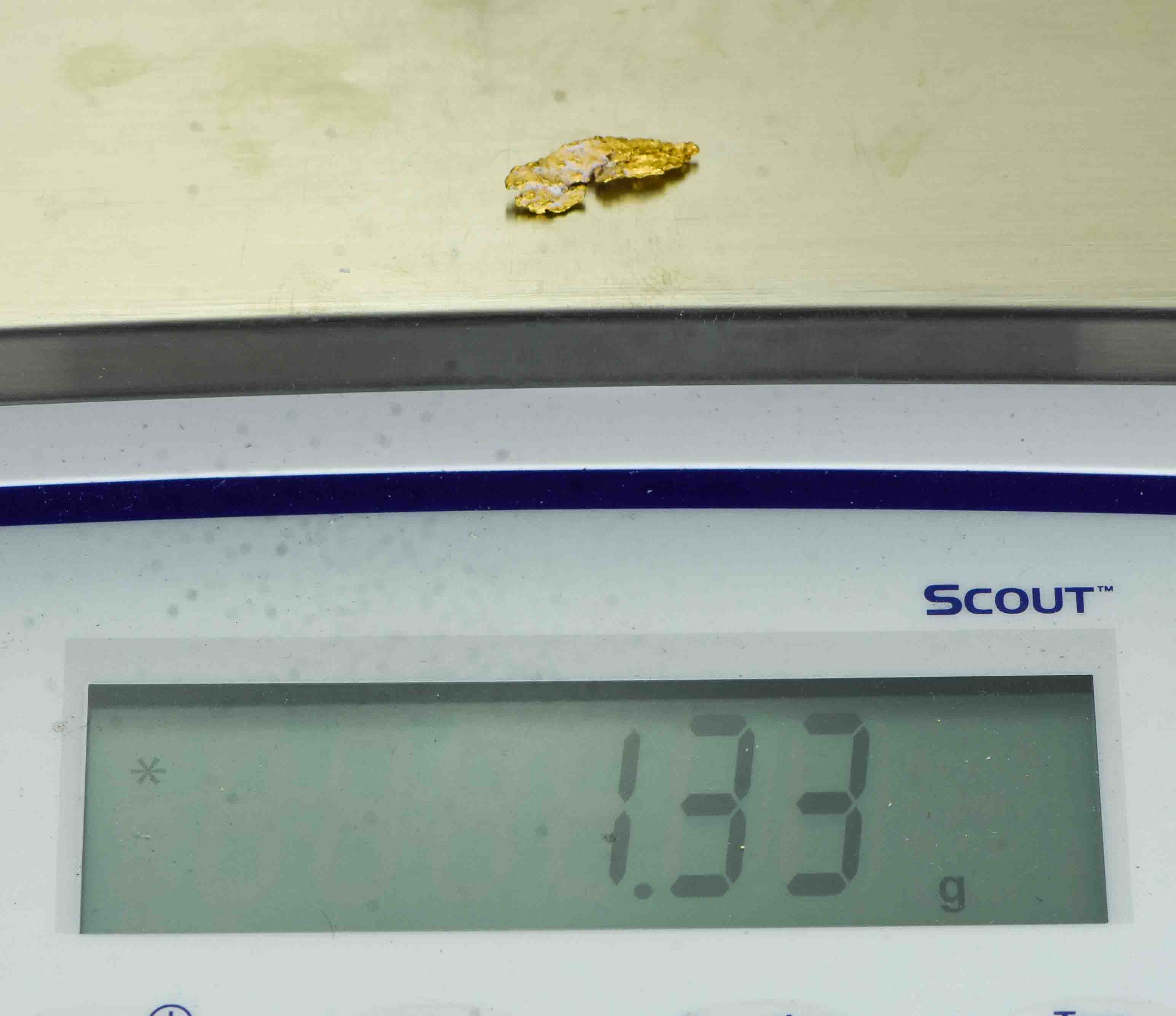 #11 Australian Natural Gold Nugget With Quartz Weighs 1.33 Grams.