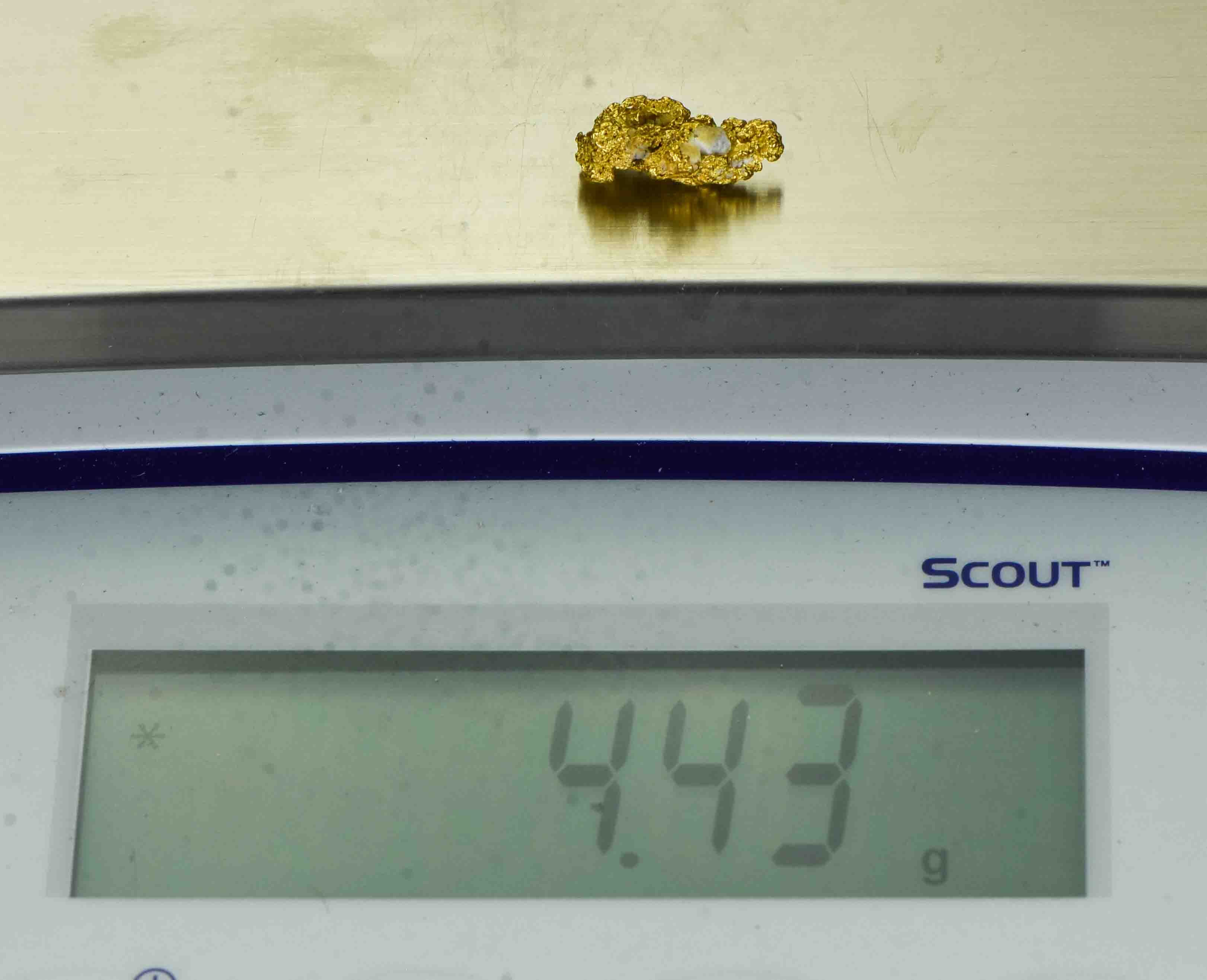 #32 Australian Natural Gold Nugget With Quartz Weighs 4.43 Grams.