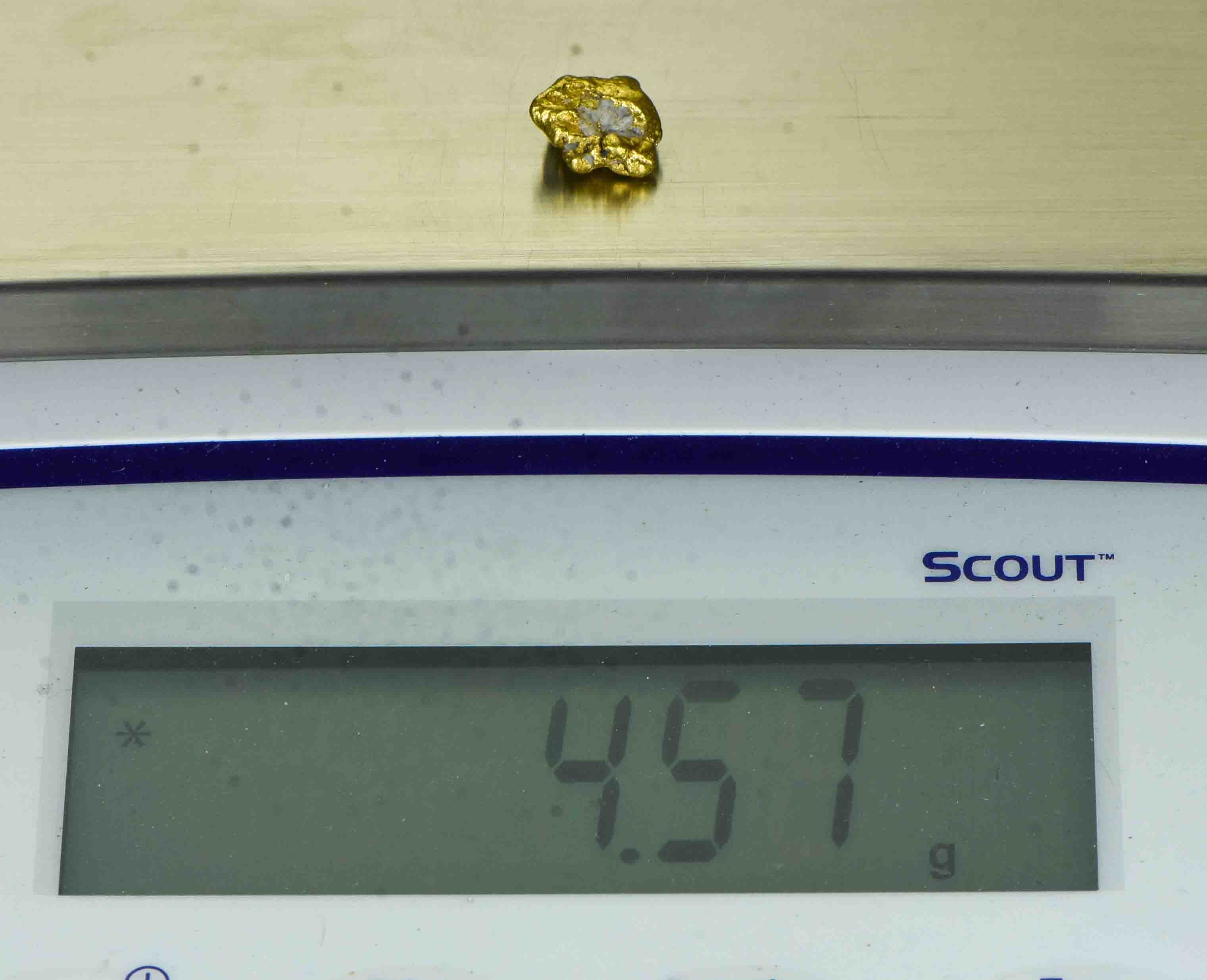 QN-66 "Alaskan BC Gold Nuggets with Quartz" Genuine 4.57 Grams