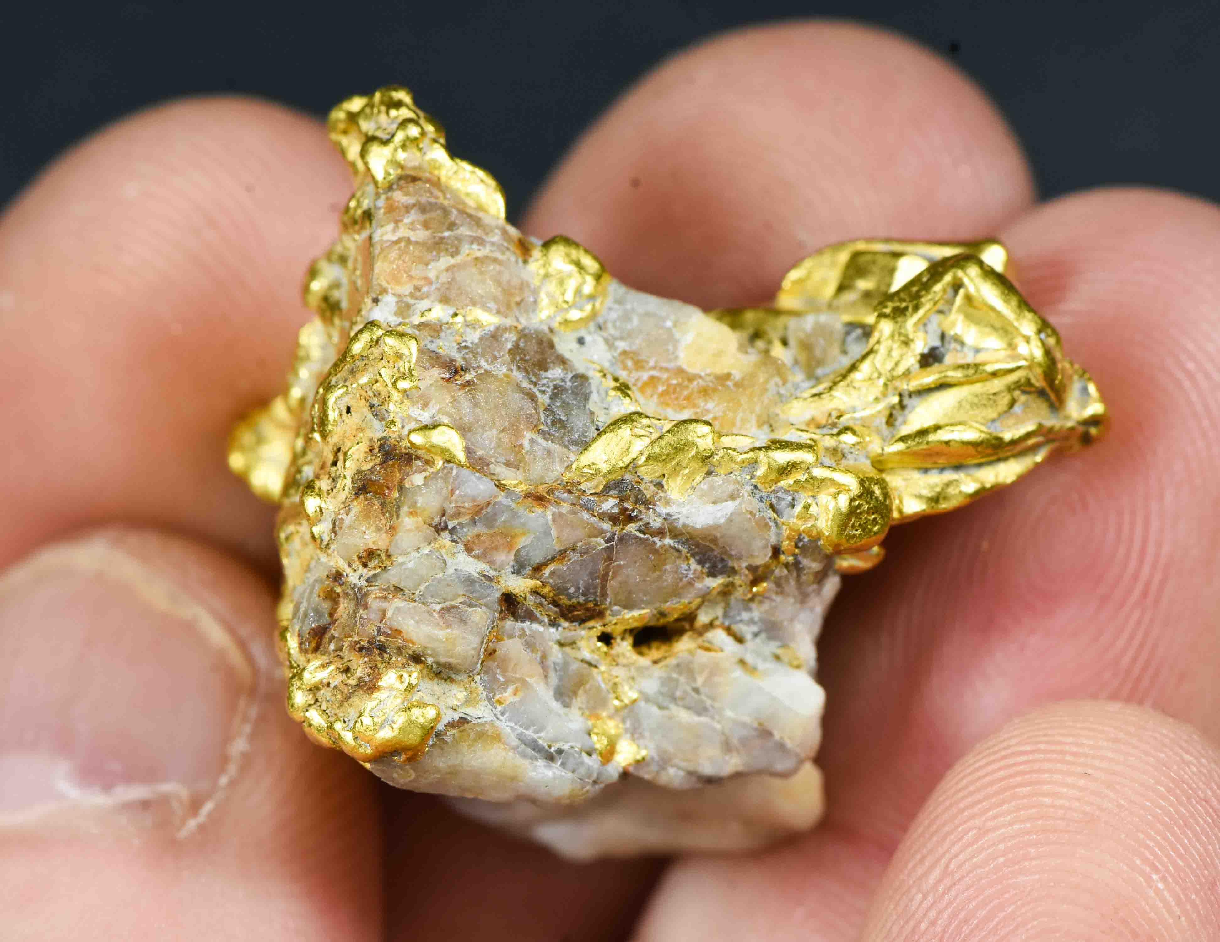 QN-3 "Alaskan BC Gold Nuggets with Quartz" Genuine 28.39 Grams