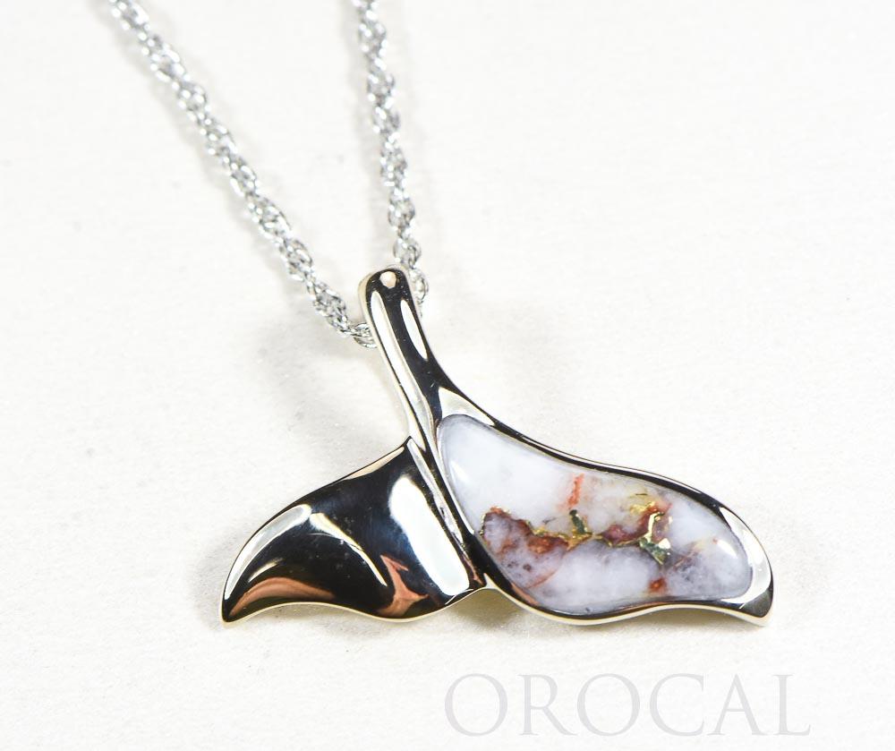 Gold Quartz Pendant Whales Tail "Orocal" PWT37QW Genuine Hand Crafted Jewelry - 14KW Gold White Gold Casting