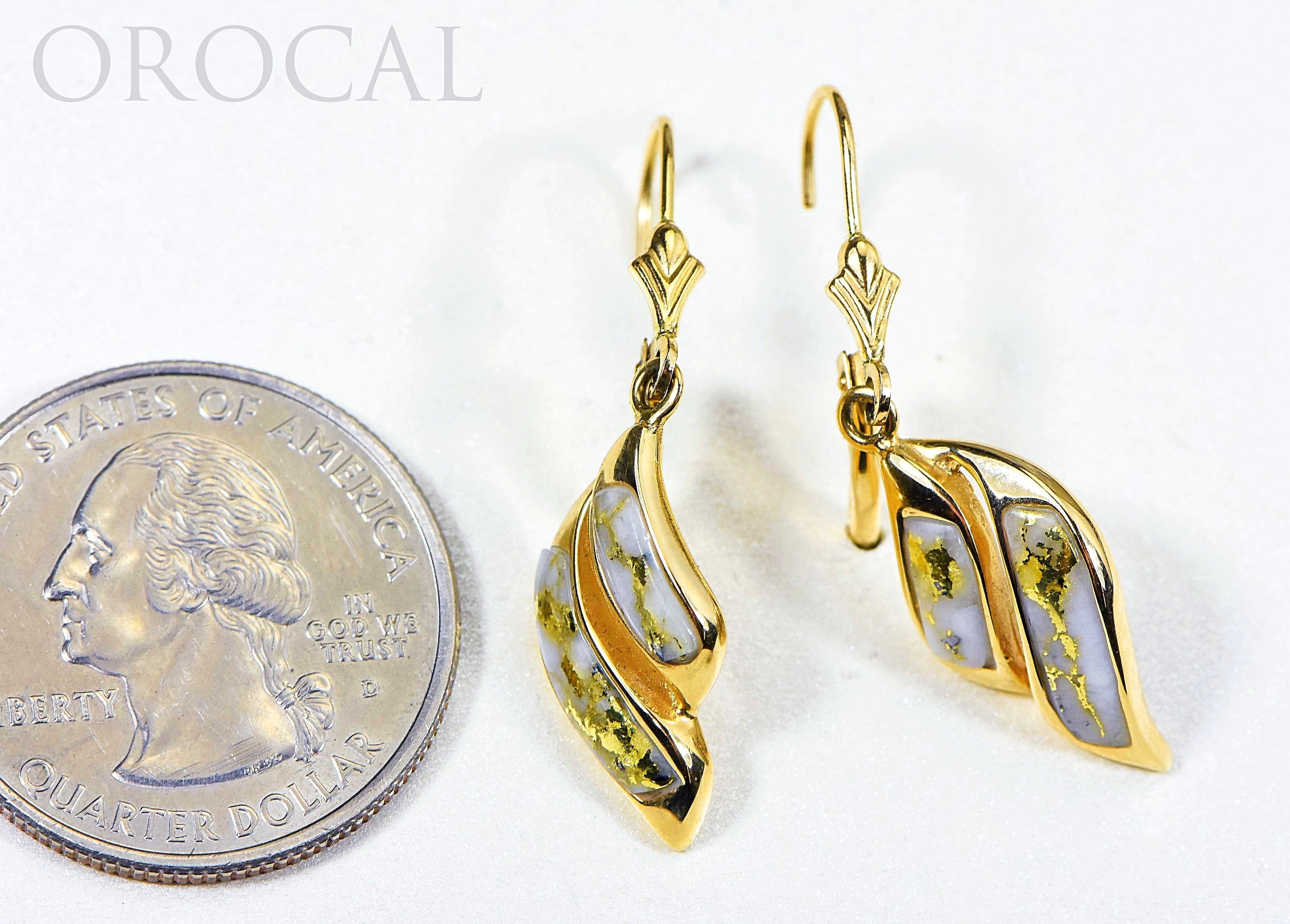 Gold Quartz Earrings "Orocal" EN645Q/LB Genuine Hand Crafted Jewelry - 14K Gold Casting