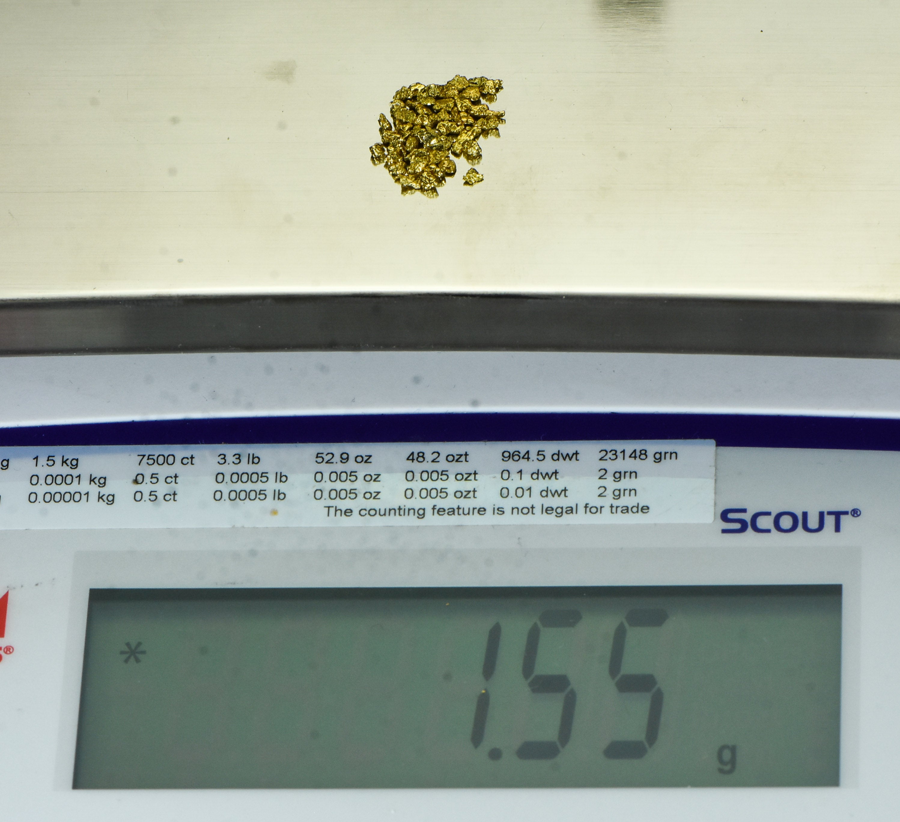 Alaskan Yukon Gold Rush Nuggets 12 Mesh .05 Troy Oz. 1.55 Grams or 1 DWT