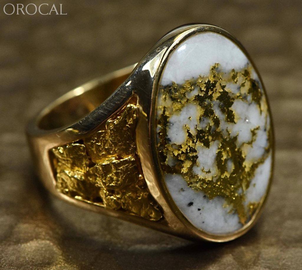 Gold Quartz Ring Orocal Rm627Q Genuine Hand Crafted Jewelry - 14K Casting